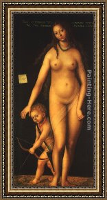 Venus with Mercury And Cupid Framed Paintings - Venus and Cupid by Lucas Cranach the Elder