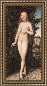 Standing Guard Framed Paintings - Venus Standing in a Landscape by Lucas Cranach the Elder