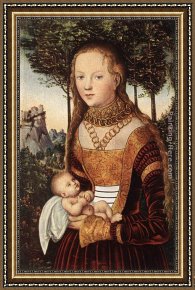 An Algerian Mother And Child Framed Paintings - Young Mother with Child by Lucas Cranach the Elder