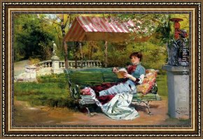 Her Favorite Book Framed Paintings - A Good Book by Ludovico Marchetti