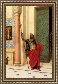 The Guard Room Framed Paintings - A Nubian Guard by Ludwig Deutsch