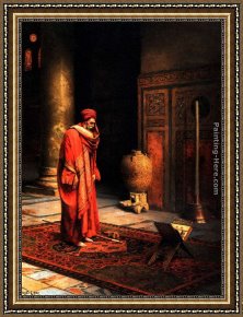 Ludwig Knaus Framed Paintings - At Prayer by Ludwig Deutsch