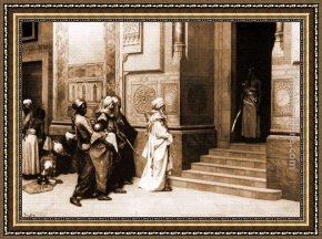 Ludwig Knaus Framed Paintings - Outside the Palace by Ludwig Deutsch
