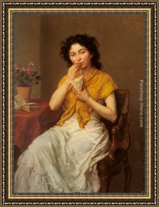 Emilie, Die Schwester Menzels Framed Paintings - Die Naschkatze by Ludwig Knaus