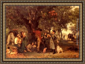 Ludwig Knaus Framed Paintings - Zigeuner Im Walde, Vom Ortsschulzen Uber Ihre Legitimation Ausgefragt by Ludwig Knaus