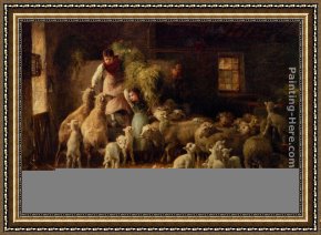 Feeding Framed Paintings - Feeding Time by Luigi Chialiva