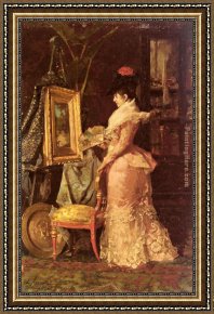 Luis Framed Paintings - Admirando El Cuadro by Luis Alvarez Catala