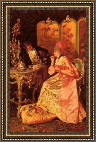 Luis Framed Paintings - The Flirtation by Luis Alvarez Catala