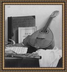 Luis Framed Paintings - Mandolin and Flute by Luis Jose Estremadoyro