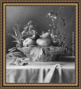 Luis Framed Paintings - The Fruit Basket by Luis Jose Estremadoyro