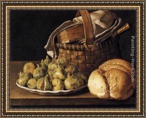 Luis Framed Paintings - Still-Life with Figs by Luis Melendez