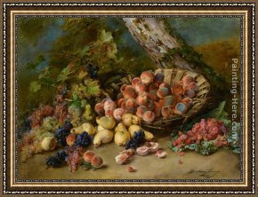 Still Life with a Birds Nest And Fruit Framed Paintings - Still Life with Fruits by Madeleine Jeanne Lemaire