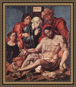 The Lamentation Over The Dead Christ Framed Paintings - Lamentation of Christ by Maerten van Heemskerck