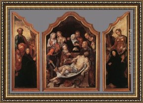 Entombment Framed Paintings - Triptych of the Entombment by Maerten van Heemskerck