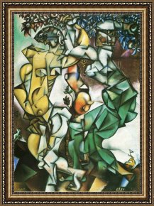 Chagall Framed Paintings - Adam and Eve by Marc Chagall