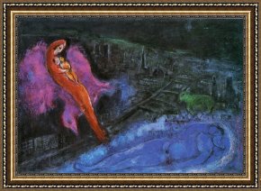 Chagall Framed Paintings - Bridges over the Seine by Marc Chagall