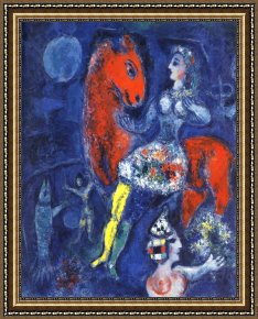 Chagall Framed Paintings - Horsewoman on Red Horse by Marc Chagall