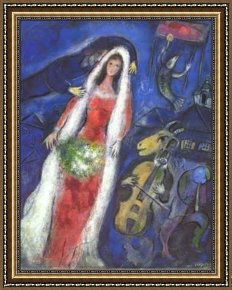 Chagall Framed Paintings - La Mariee by Marc Chagall