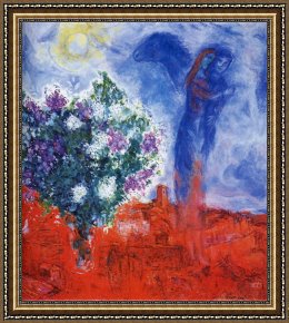 Chagall Framed Paintings - Lovers over Sant-Paul by Marc Chagall