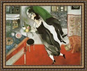 Chagall Framed Paintings - The Birthday by Marc Chagall