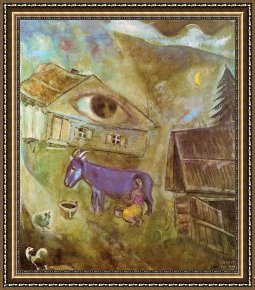 Chagall Framed Paintings - The House with the Green Eye by Marc Chagall