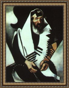 Chagall Framed Paintings - The Praying Jew Rabbi of Vitebsk by Marc Chagall