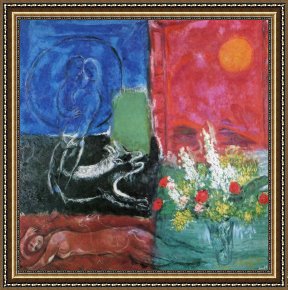 Chagall Framed Paintings - The Sun of Poros by Marc Chagall