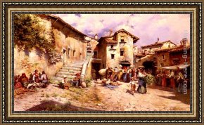 Buena Vista Bar Framed Paintings - Vista Rural De Los Alrededores De Un Pueblo De Roma by Mariano Barbasan