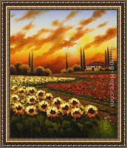 Isle of Sky Framed Paintings - FIRE IN THE SKY by Mario