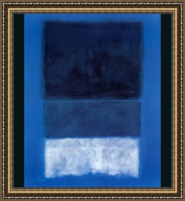 Floral Still Life in a Blue And White Porcelain Vase Framed Paintings - No 14 White and Greens in Blue by Mark Rothko