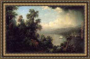 Rocky Coast Framed Paintings - Coast of Jamaica by Martin Johnson Heade