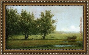 The Hay Wain Framed Paintings - Landscape with Hay Wagon by Martin Johnson Heade