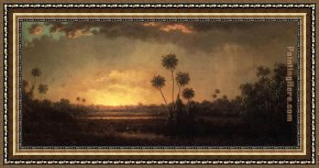 Sunrise Framed Paintings - Sunrise, Florida by Martin Johnson Heade
