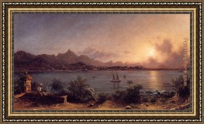 Rio Della Maddalena Framed Paintings - The Harbor at Rio de Janiero by Martin Johnson Heade