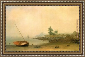 Martin Johnson Heade Framed Paintings - The Stranded Boat by Martin Johnson Heade