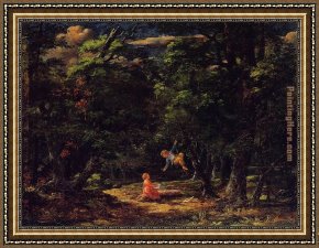 The Swing 1767 Framed Paintings - The Swing, Children in the Woods by Martin Johnson Heade