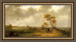 The Hunter's Return Framed Paintings - Two Hunters in a Landscape by Martin Johnson Heade