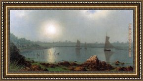East Boothbay Harbor Framed Paintings - York Harbor, Coast of Maine by Martin Johnson Heade