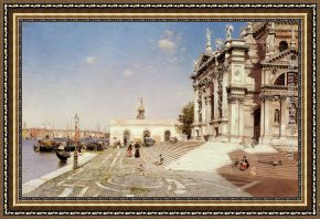 Rio Della Maddalena Framed Paintings - A View of Santa Maria della Salute, Venice by Martin Rico y Ortega