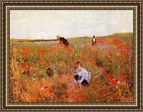 Le Vertige, Idylle Framed Paintings - les coquelicots by Mary Cassatt