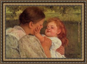 Mary Framed Paintings - Maternal Caress by Mary Cassatt