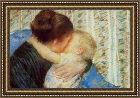 An Algerian Mother And Child Framed Paintings - Mother And Child 7 by Mary Cassatt
