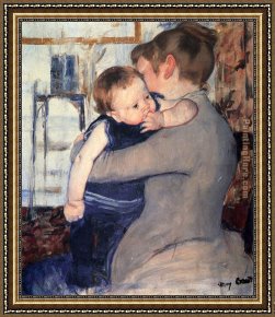 An Algerian Mother And Child Framed Paintings - Mother And Child by Mary Cassatt