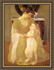 An Algerian Mother And Child Framed Paintings - Mother And Child X by Mary Cassatt