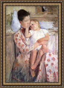 An Algerian Mother And Child Framed Paintings - Mother And Child XI by Mary Cassatt