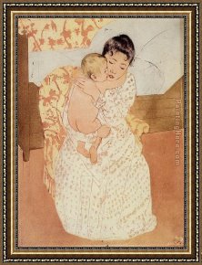 Child Framed Paintings - Nude Child by Mary Cassatt