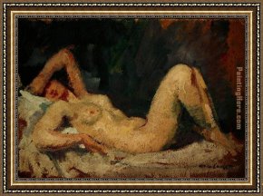Mary Framed Paintings - Reclining Nude by Mary Cassatt