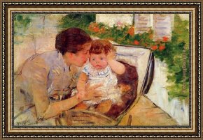 Mary Framed Paintings - Susan Comforting the Baby 1881 by Mary Cassatt