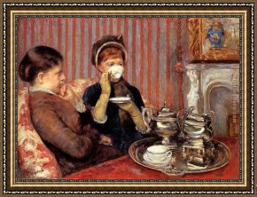Mary Framed Paintings - Tea by Mary Cassatt