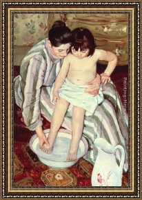 Mary Framed Paintings - The Bath by Mary Cassatt